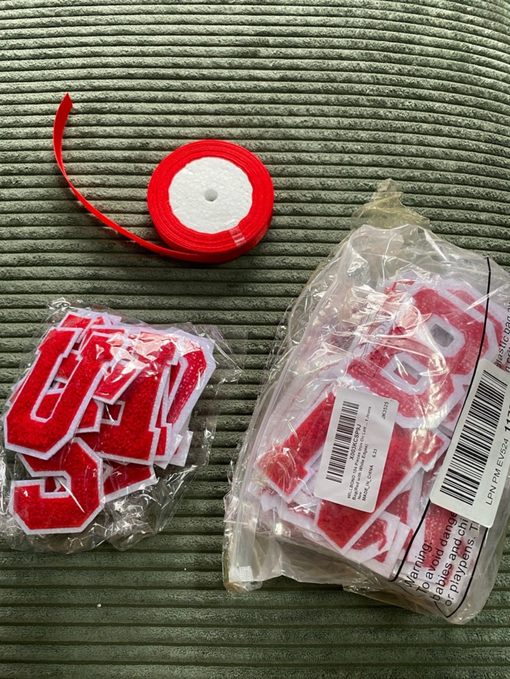 Amazon Red Felt Letter Patches with White Backing